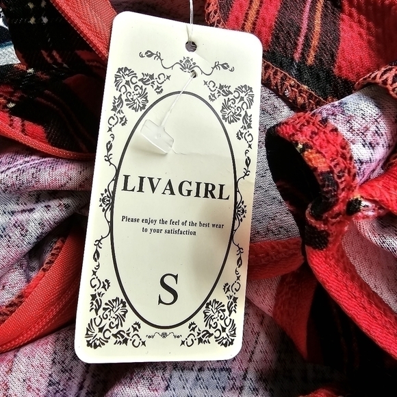 NWT Liva Girl red plaid peplum dress Sz. S - Picture 7 of 8